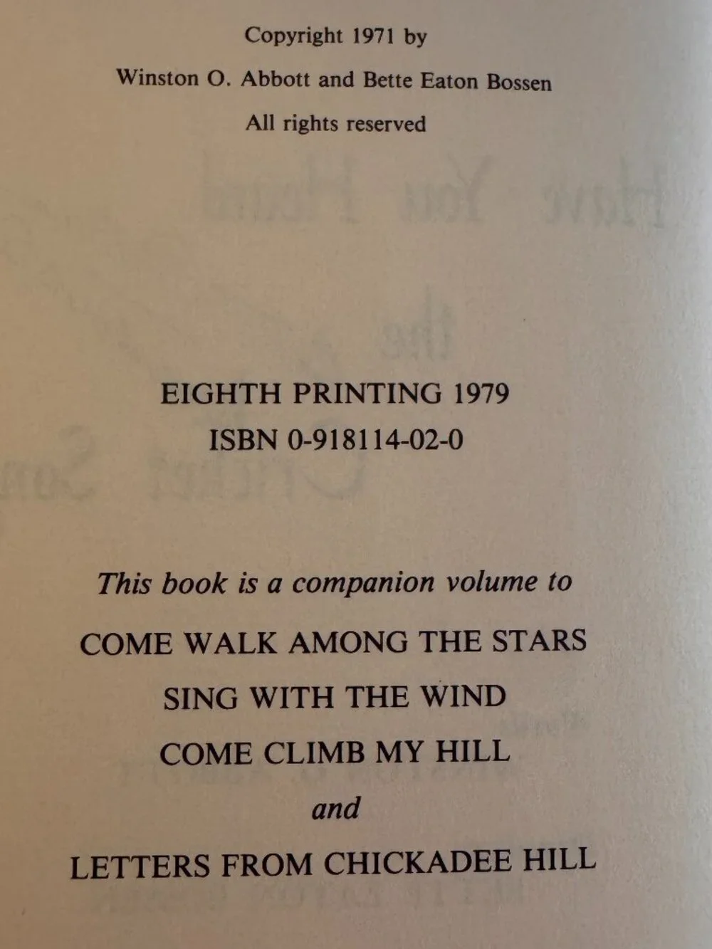 Have You Heard the Cricket Song Signed Abbott Bossen HC DJ 1979 8th Print